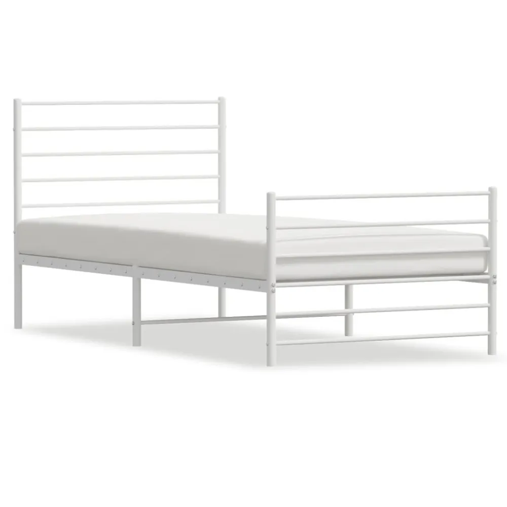 Bedframe met hoofd- en voeteneinde metaal wit 75x190 cm