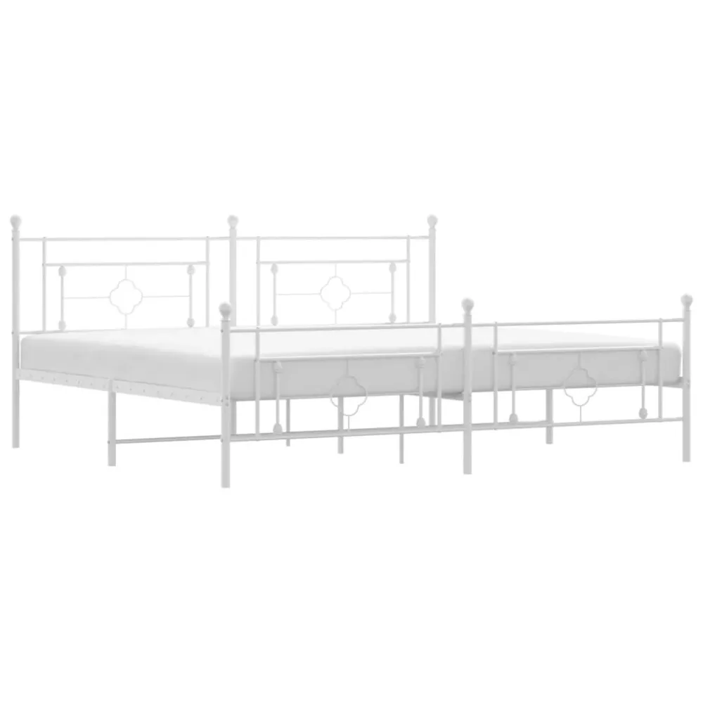 Bedframe met hoofd- en voeteneinde metaal wit 200x200 cm