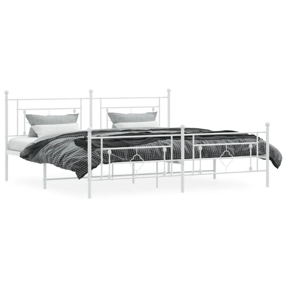 Bedframe met hoofd- en voeteneinde metaal wit 200x200 cm