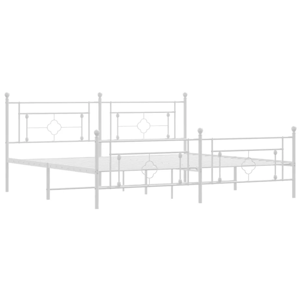 Bedframe met hoofd- en voeteneinde metaal wit 200x200 cm