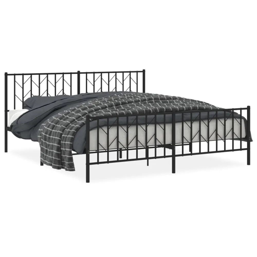 Bedframe met hoofd- en voeteneinde metaal zwart 183x213 cm