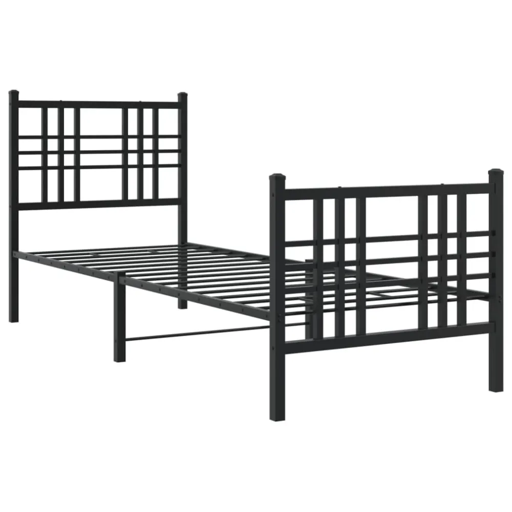 Bedframe met hoofd- en voeteneinde metaal zwart 75x190 cm