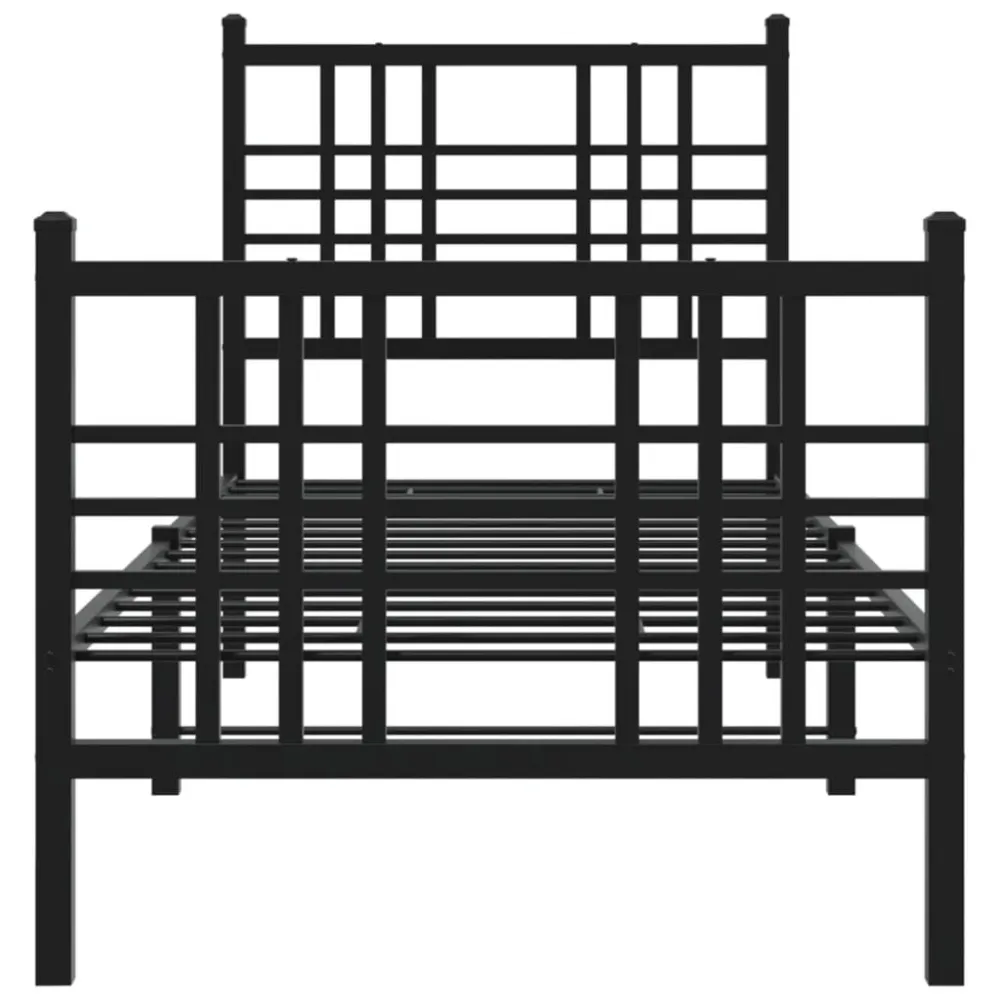 Bedframe met hoofd- en voeteneinde metaal zwart 75x190 cm