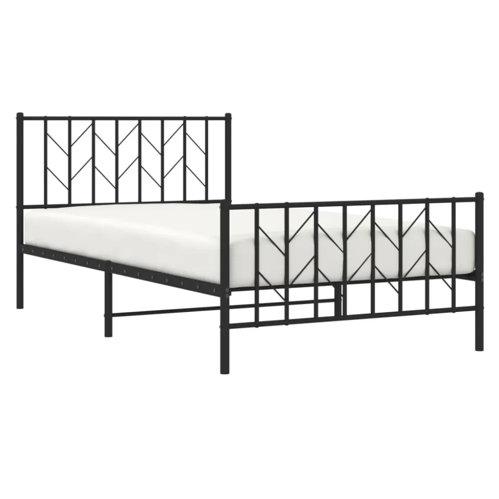 Bedframe met hoofd- en voeteneinde metaal zwart 107x203 cm