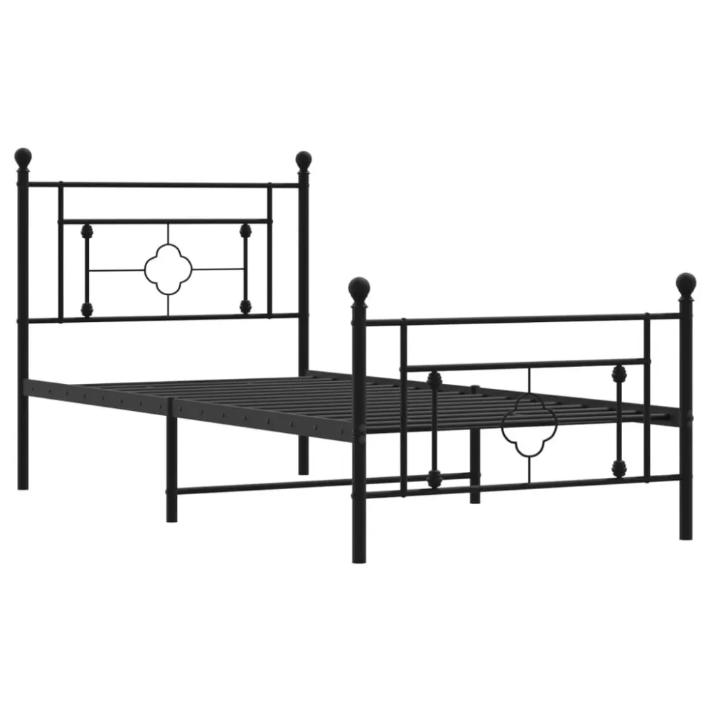 Bedframe met hoofd- en voeteneinde metaal zwart 90x190 cm