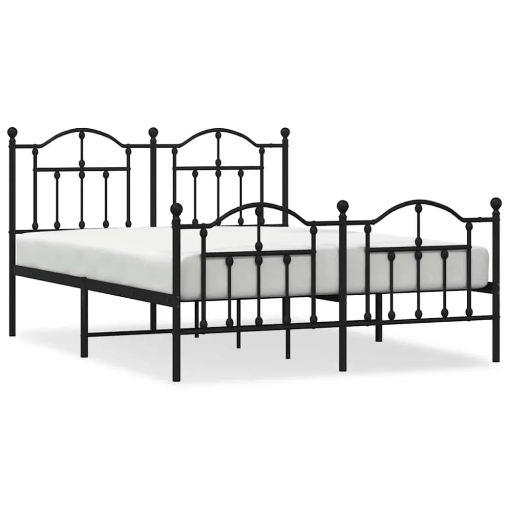 Bedframe met hoofd- en voeteneinde metaal zwart 135x190 cm