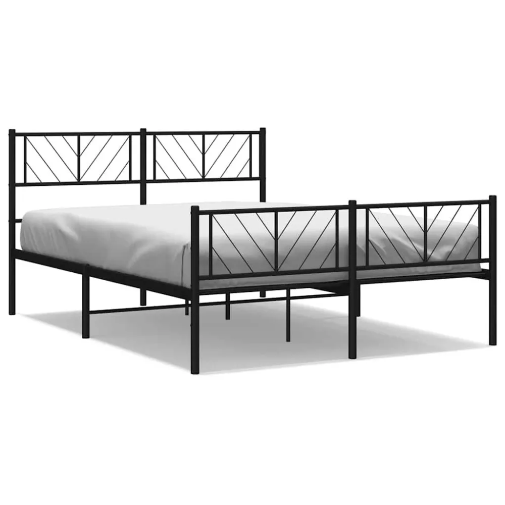 Bedframe met hoofd- en voeteneinde metaal zwart 135x190 cm