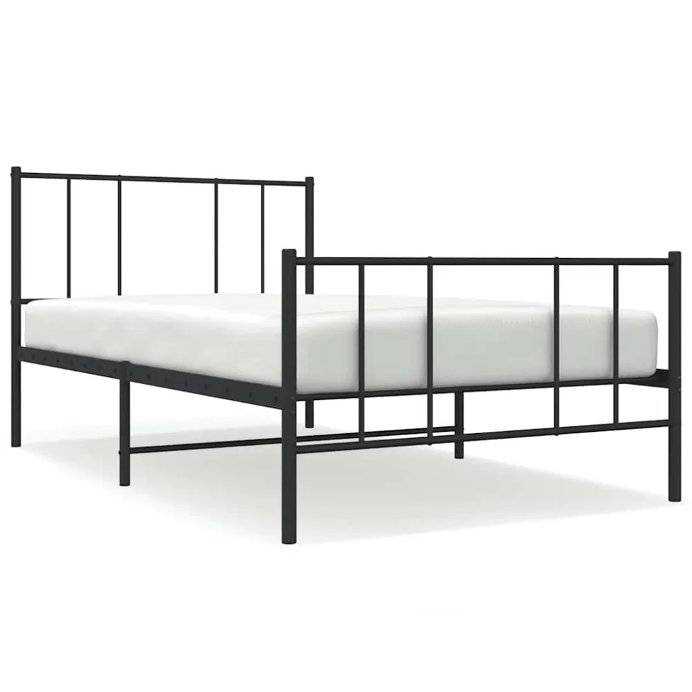 Bedframe met hoofd- en voeteneinde metaal zwart 100x190 cm