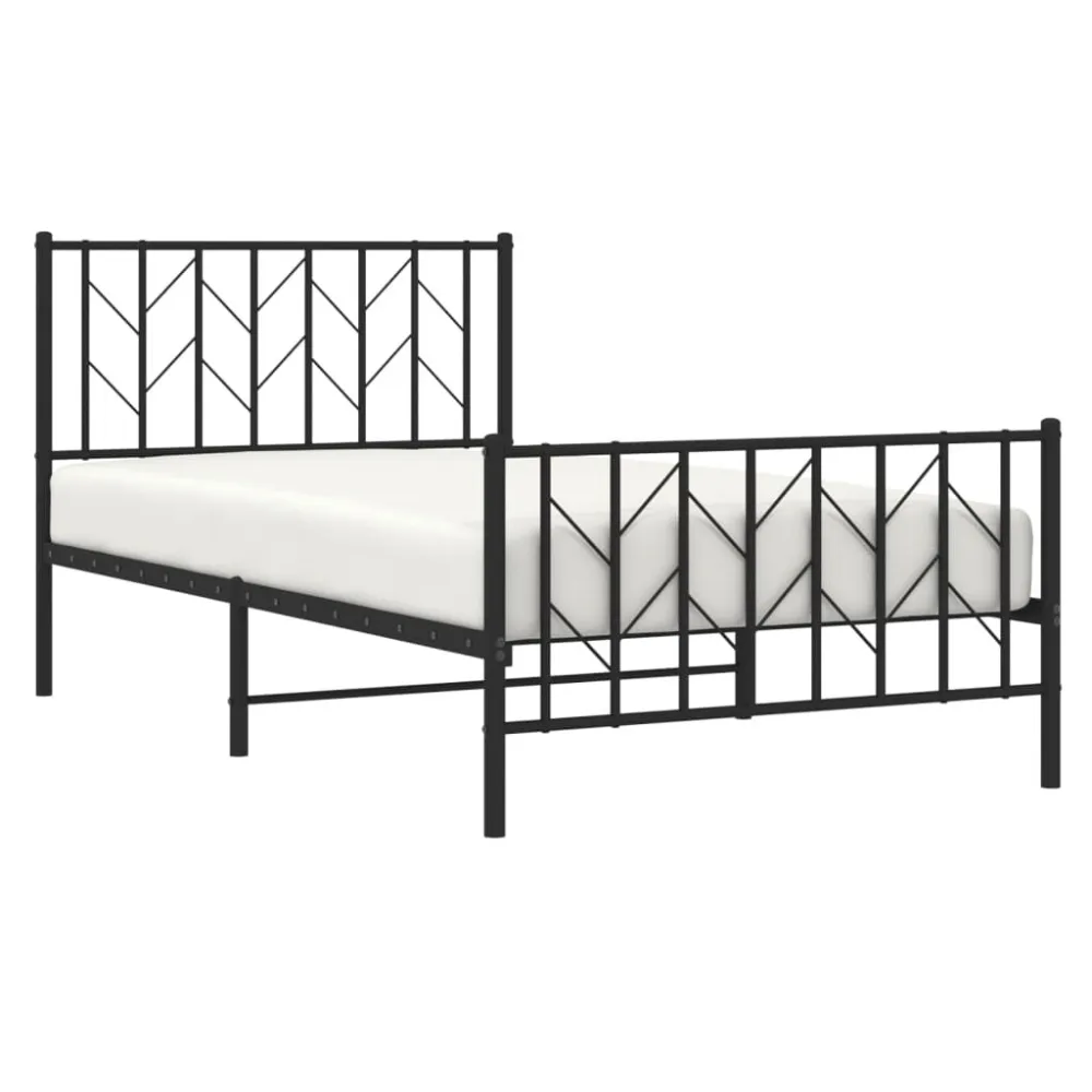Bedframe met hoofd- en voeteneinde metaal zwart 100x190 cm