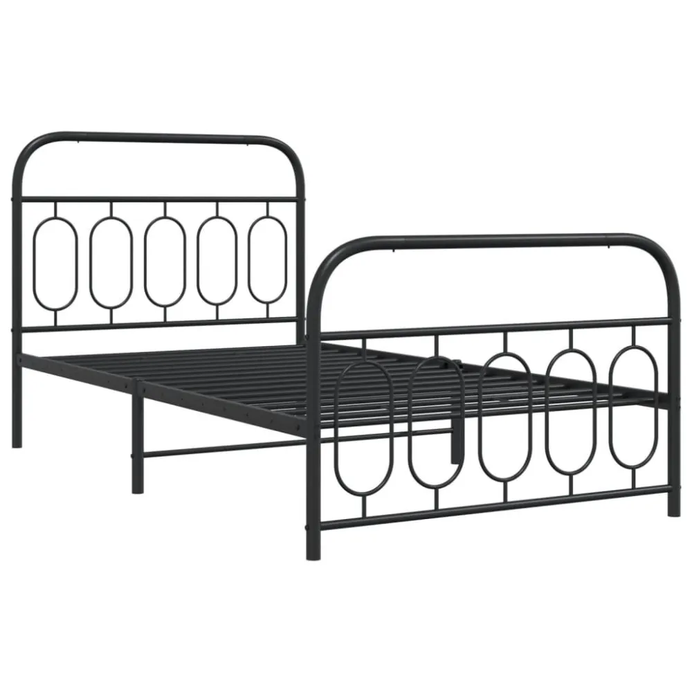 Bedframe met hoofd- en voeteneinde metaal zwart 100x190 cm