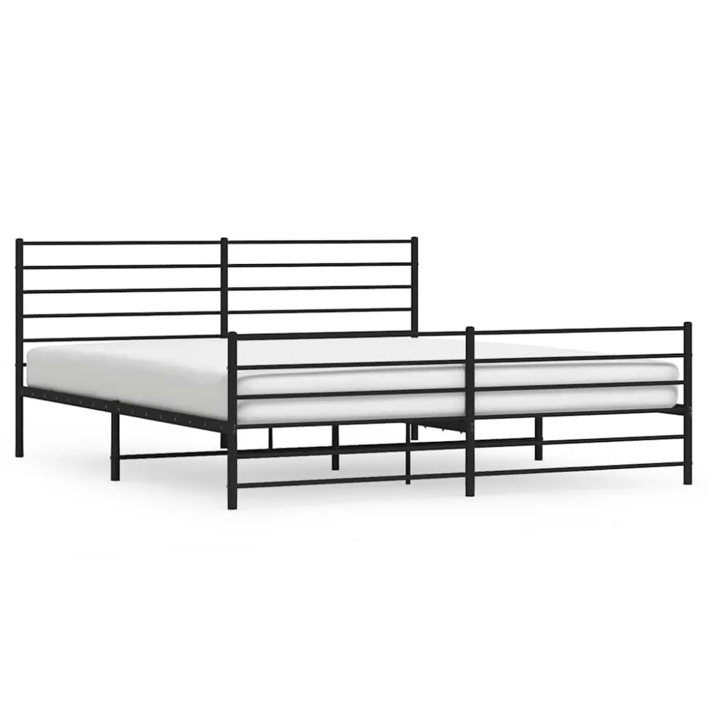 Bedframe met hoofd- en voeteneinde metaal zwart 193x203 cm