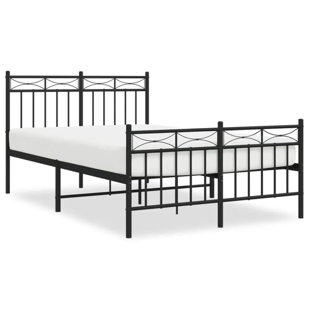 Bedframe met hoofd- en voeteneinde metaal zwart 120x190 cm