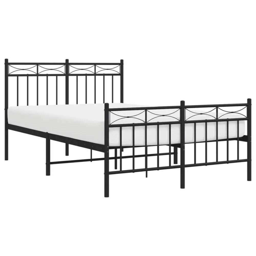 Bedframe met hoofd- en voeteneinde metaal zwart 120x190 cm