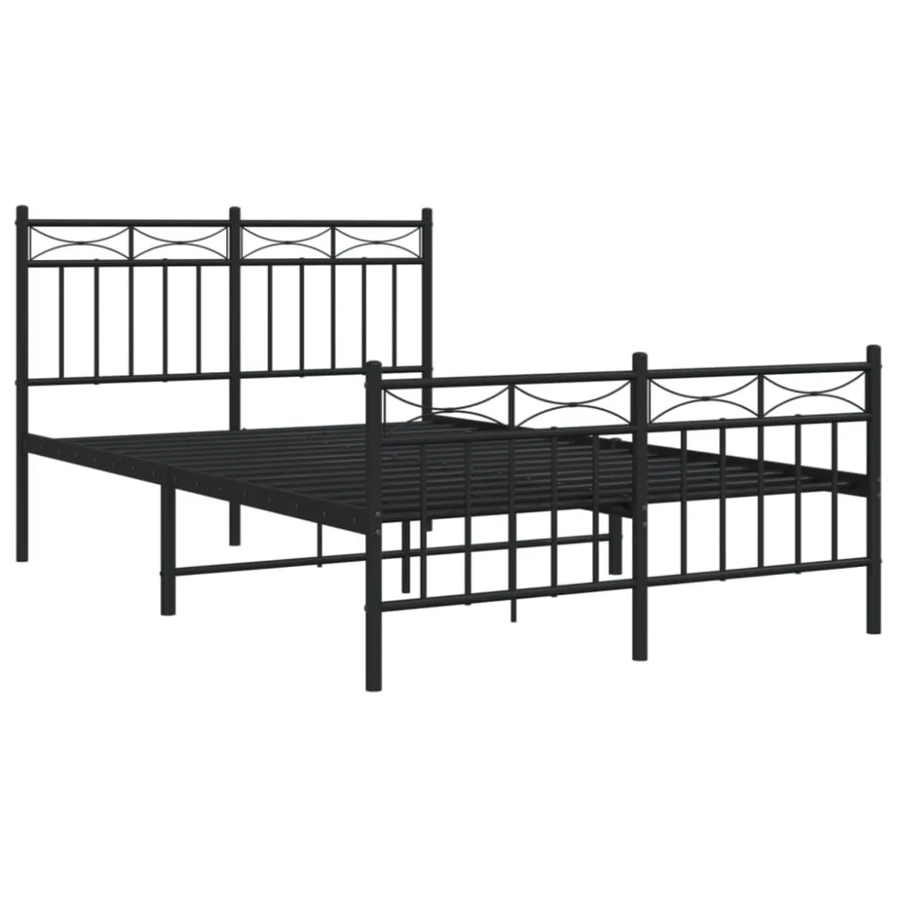 Bedframe met hoofd- en voeteneinde metaal zwart 120x190 cm
