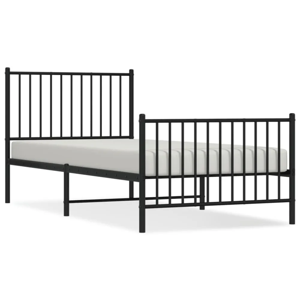Bedframe met hoofd- en voeteneinde metaal zwart 90x200 cm