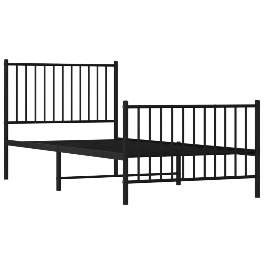 Bedframe met hoofd- en voeteneinde metaal zwart 90x200 cm