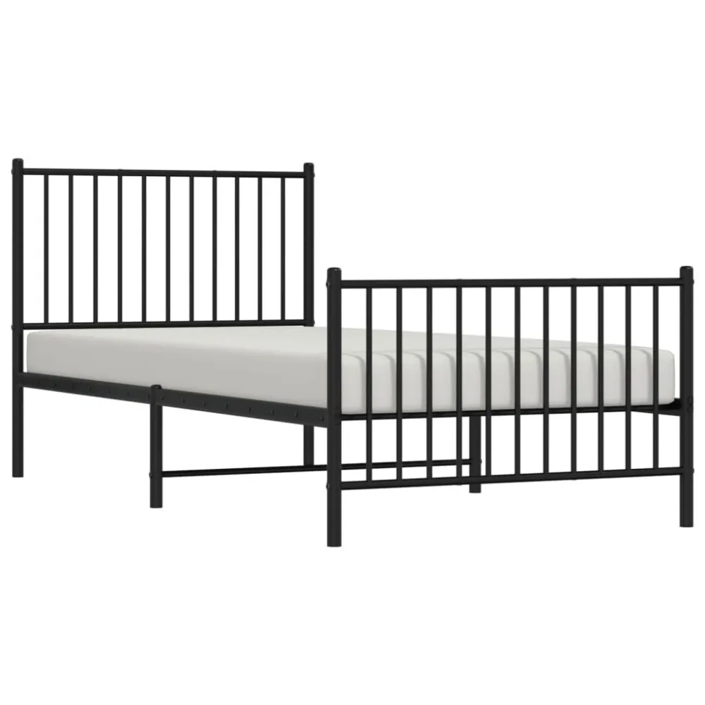 Bedframe met hoofd- en voeteneinde metaal zwart 90x200 cm