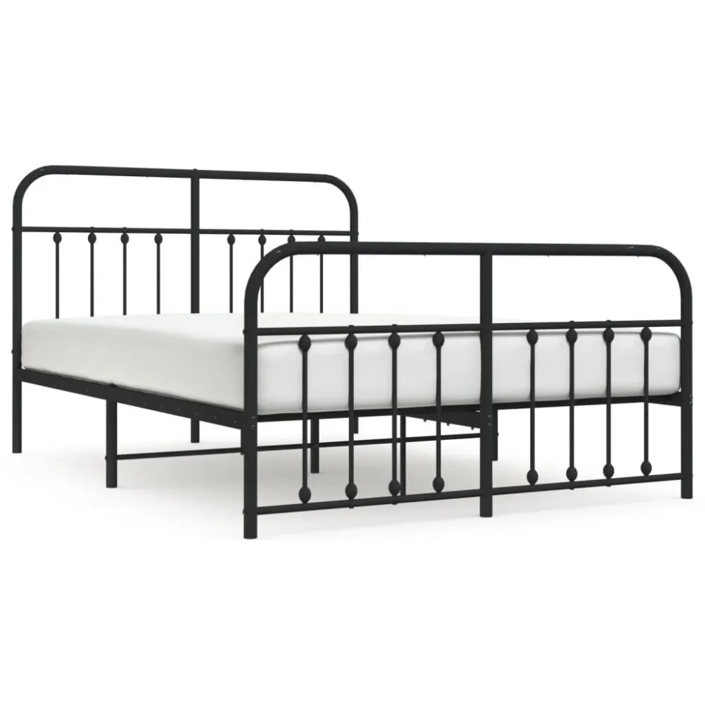 Bedframe met hoofd- en voeteneinde metaal zwart 140x200 cm