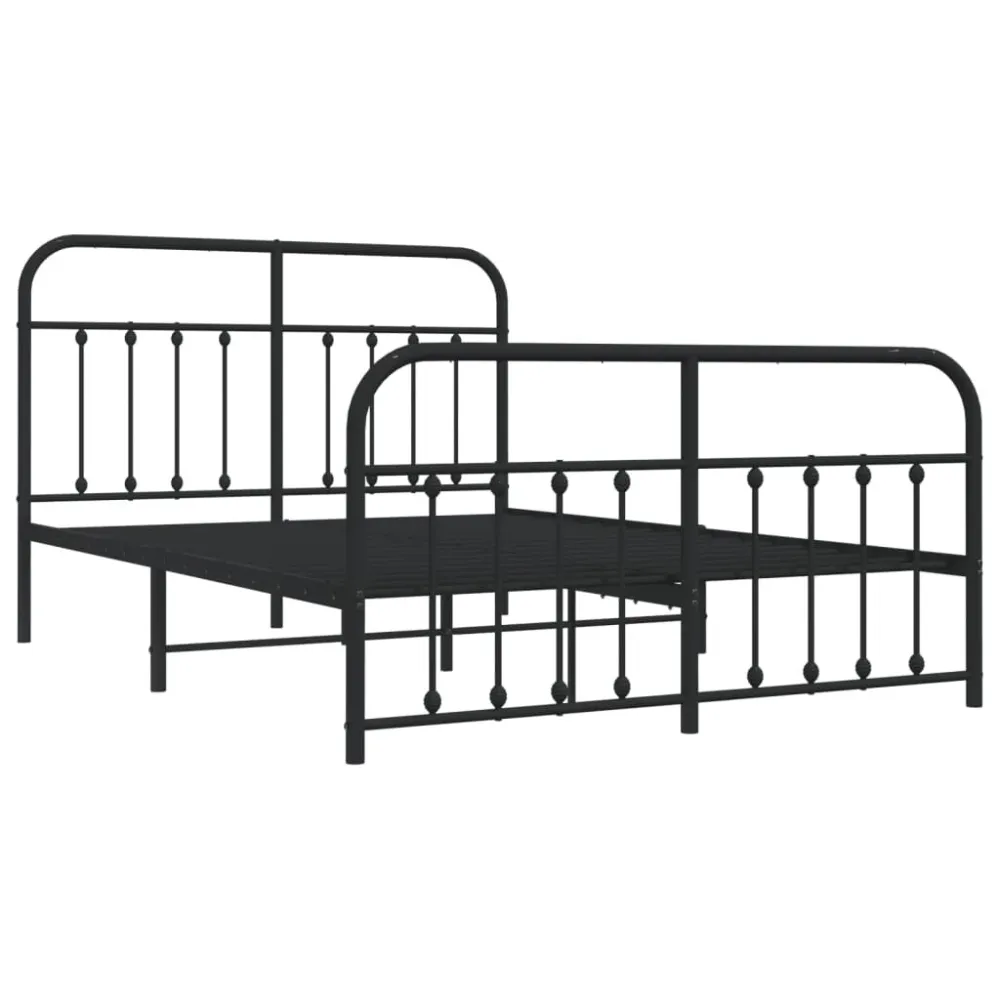 Bedframe met hoofd- en voeteneinde metaal zwart 140x200 cm