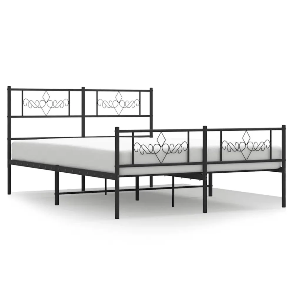 Bedframe met hoofd- en voeteneinde metaal zwart 135x190 cm