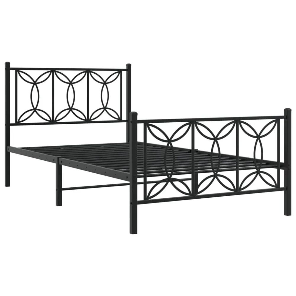 Bedframe met hoofd- en voeteneinde metaal zwart 100x190 cm