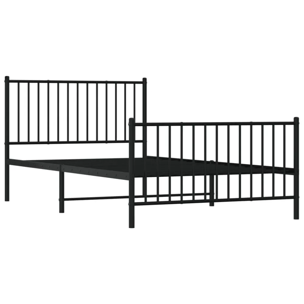 Bedframe met hoofd- en voeteneinde metaal zwart 107x203 cm
