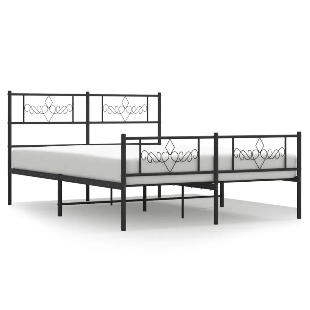 Bedframe met hoofd- en voeteneinde metaal zwart 140x190 cm