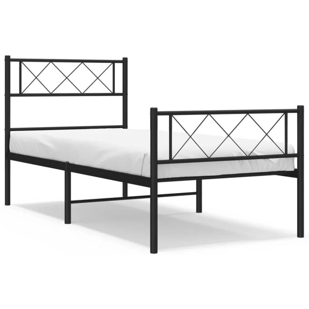 Bedframe met hoofd- en voeteneinde metaal zwart 90x200 cm