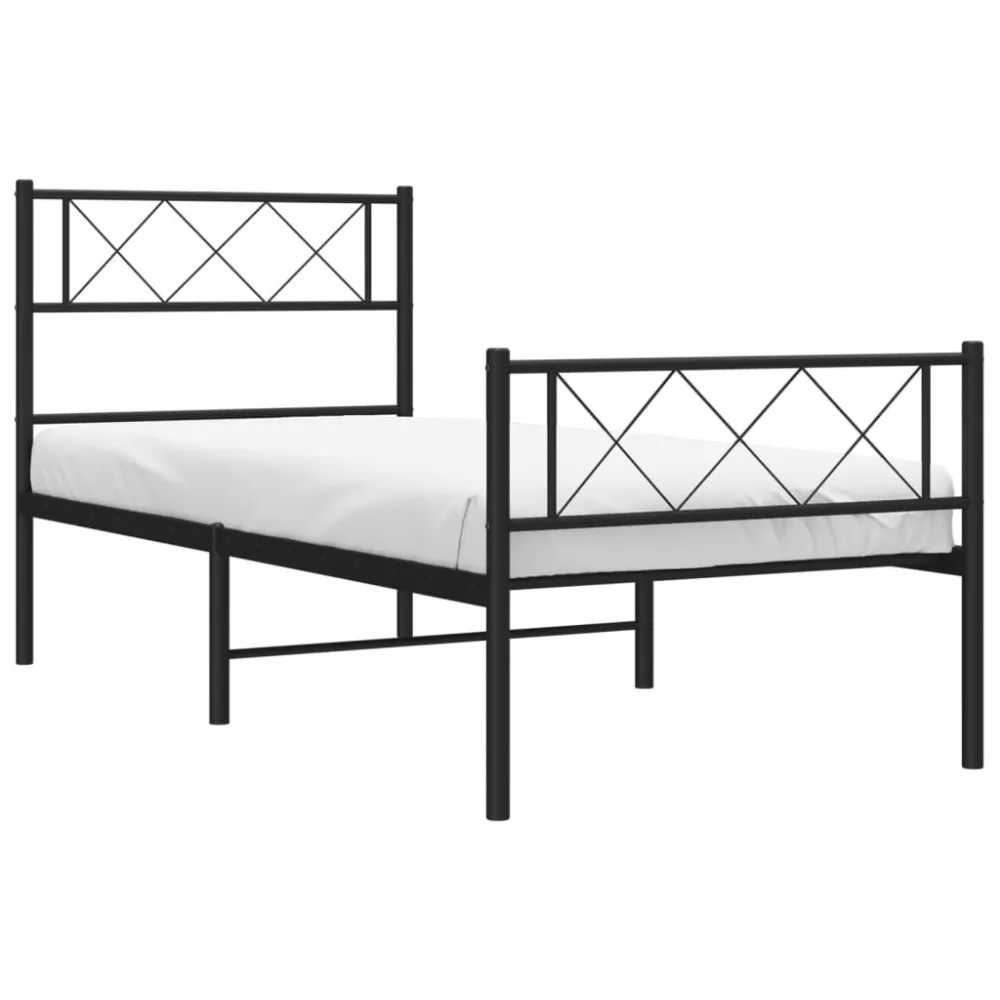 Bedframe met hoofd- en voeteneinde metaal zwart 90x200 cm
