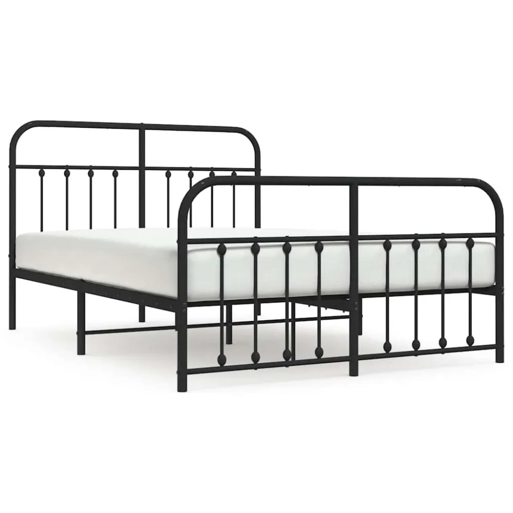 Bedframe met hoofd- en voeteneinde metaal zwart 150x200 cm