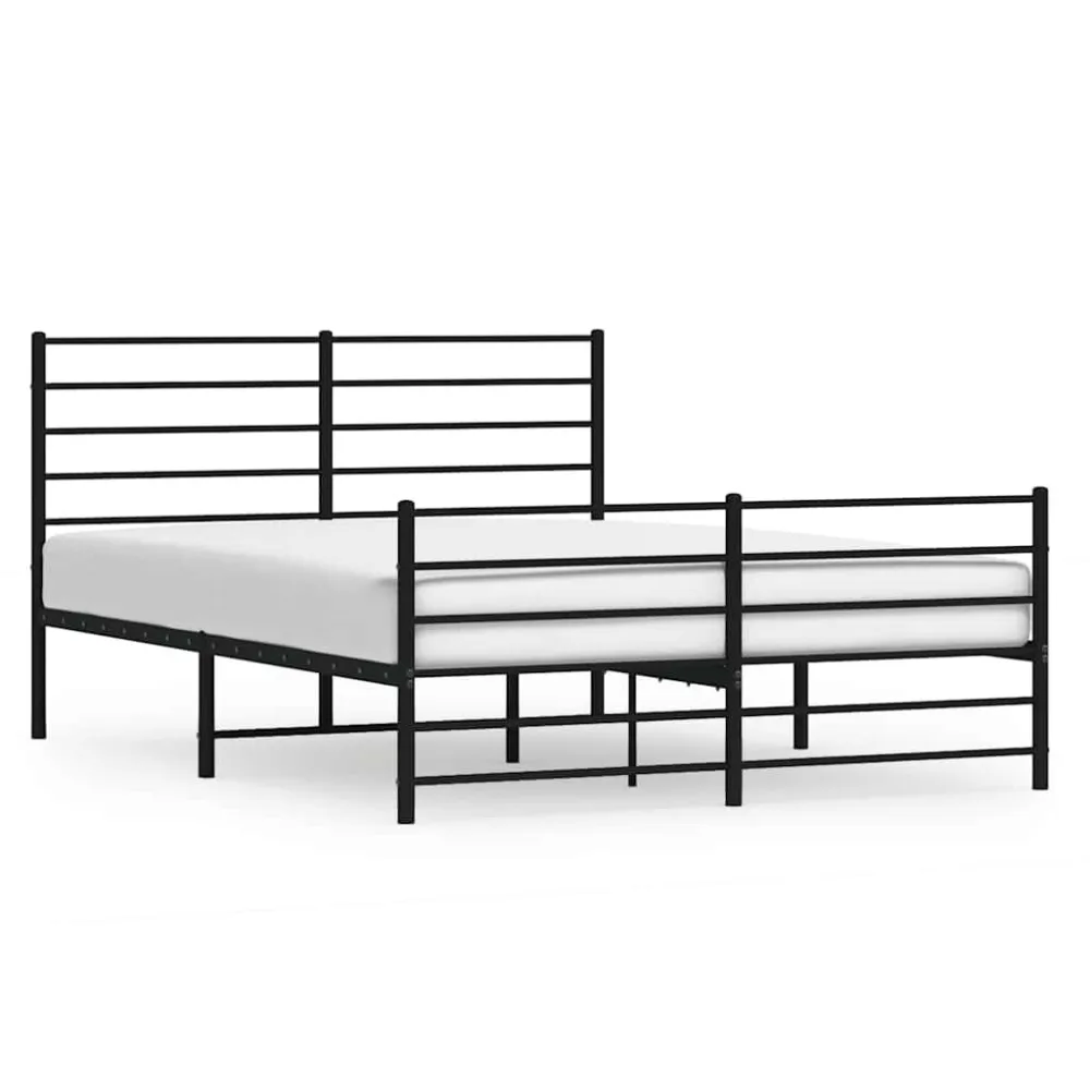 Bedframe met hoofd- en voeteneinde metaal zwart 135x190 cm