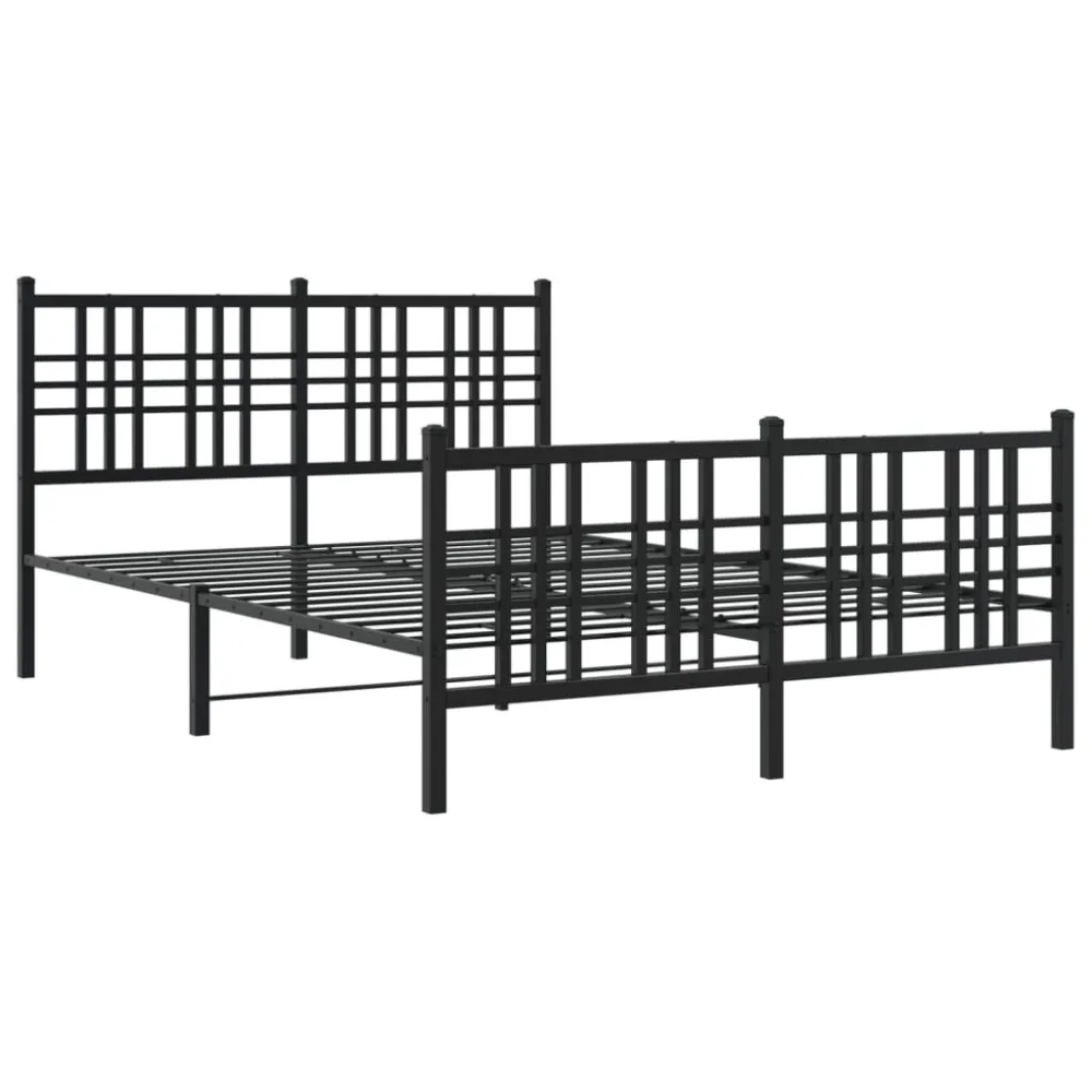 Bedframe met hoofd- en voeteneinde metaal zwart 137x190 cm