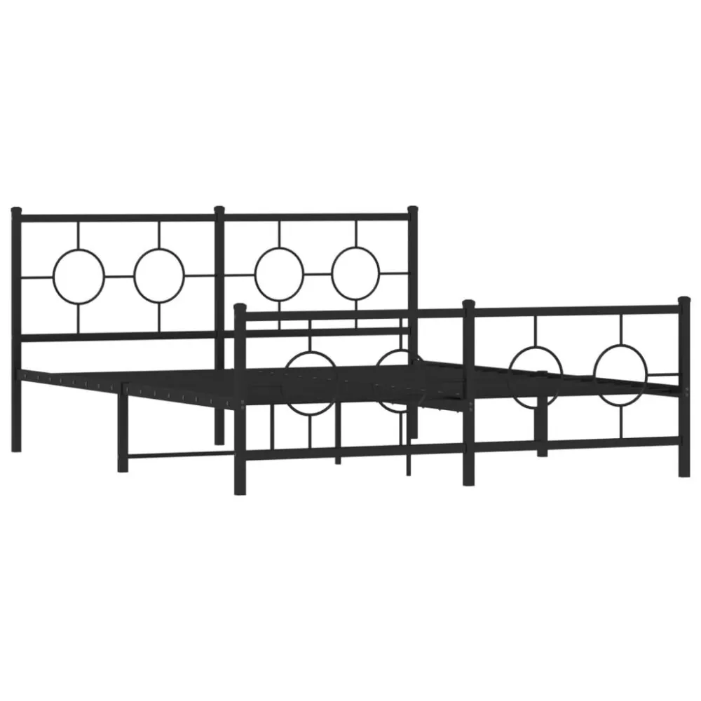 Bedframe met hoofd- en voeteneinde metaal zwart 150x200 cm