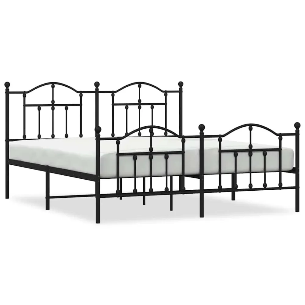 Bedframe met hoofd- en voeteneinde metaal zwart 183x213 cm