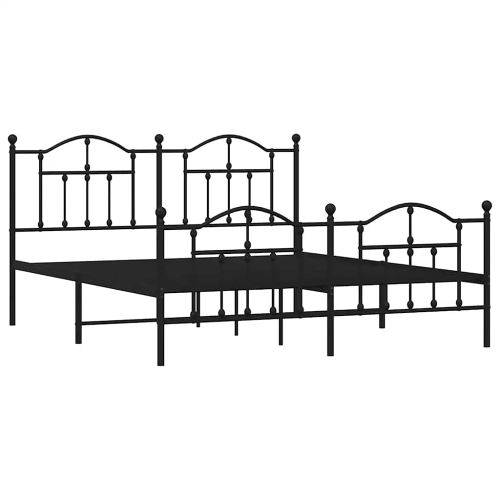 Bedframe met hoofd- en voeteneinde metaal zwart 183x213 cm