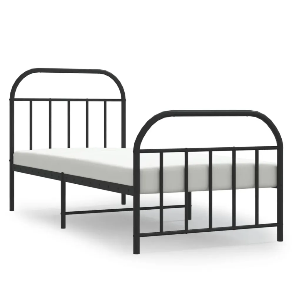 Bedframe met hoofd- en voeteneinde metaal zwart 90x190 cm