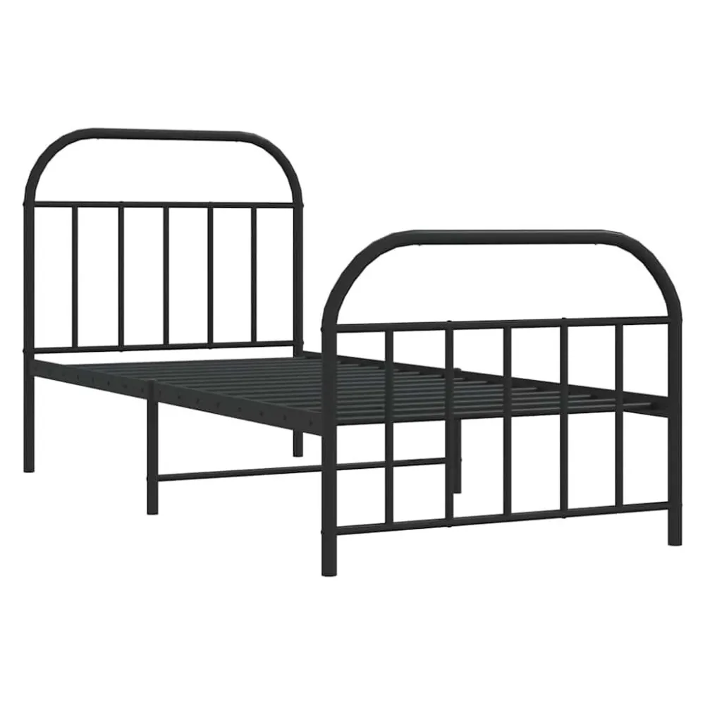 Bedframe met hoofd- en voeteneinde metaal zwart 90x190 cm