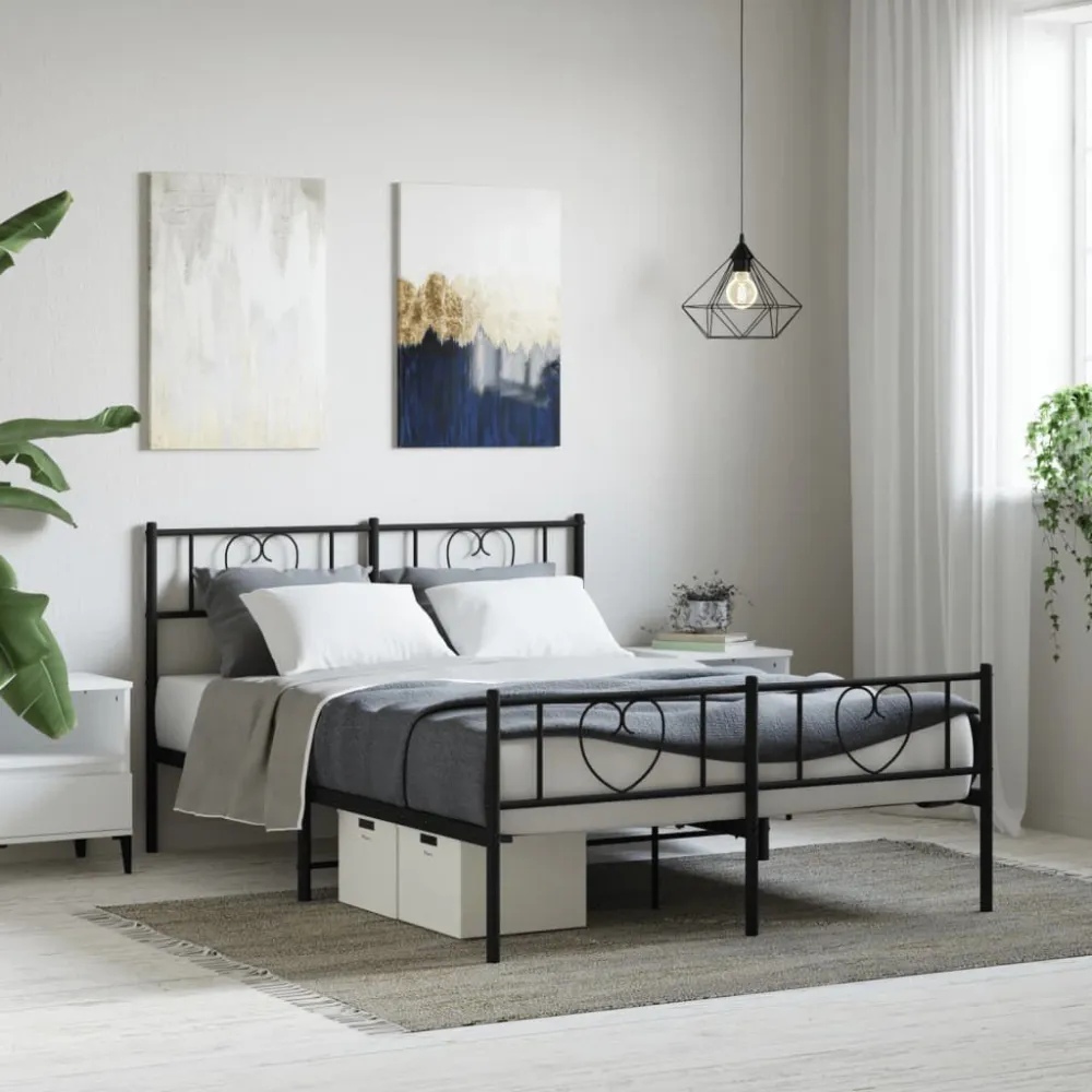 Bedframe met hoofd- en voeteneinde metaal zwart 120x200 cm