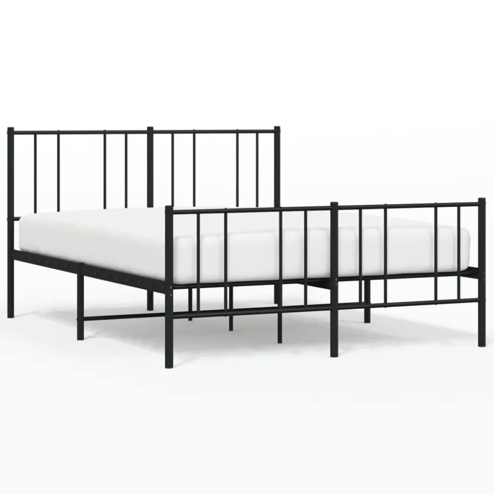Bedframe met hoofd- en voeteneinde metaal zwart 140x200 cm