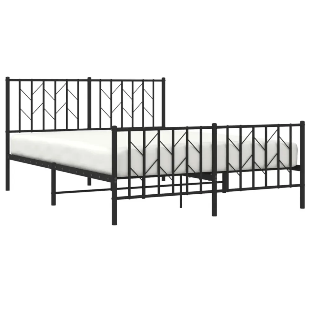 Bedframe met hoofd- en voeteneinde metaal zwart 135x190 cm