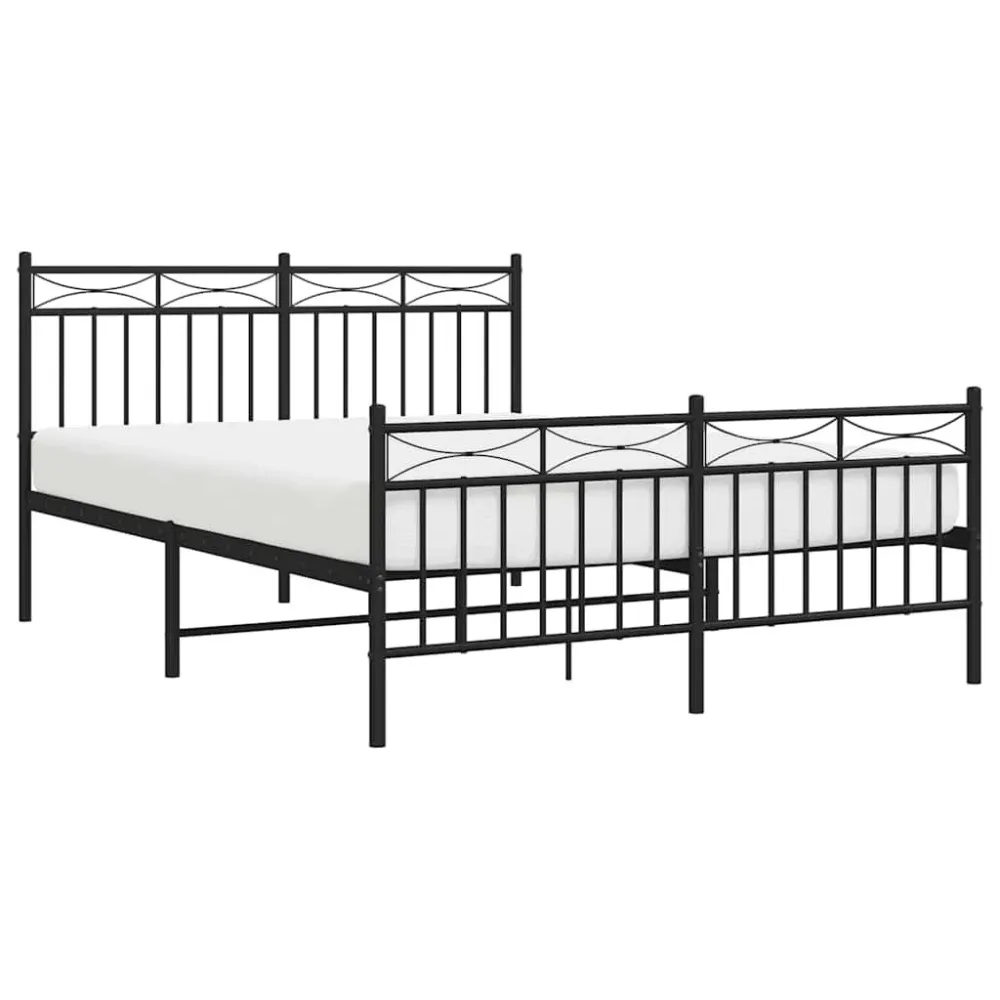 Bedframe met hoofd- en voeteneinde metaal zwart 135x190 cm