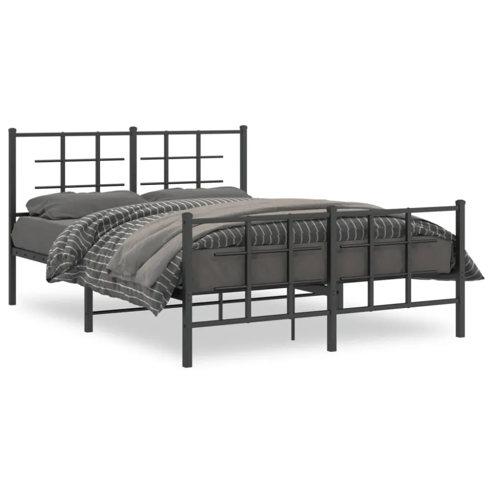 Bedframe met hoofd- en voeteneinde metaal zwart 140x200 cm
