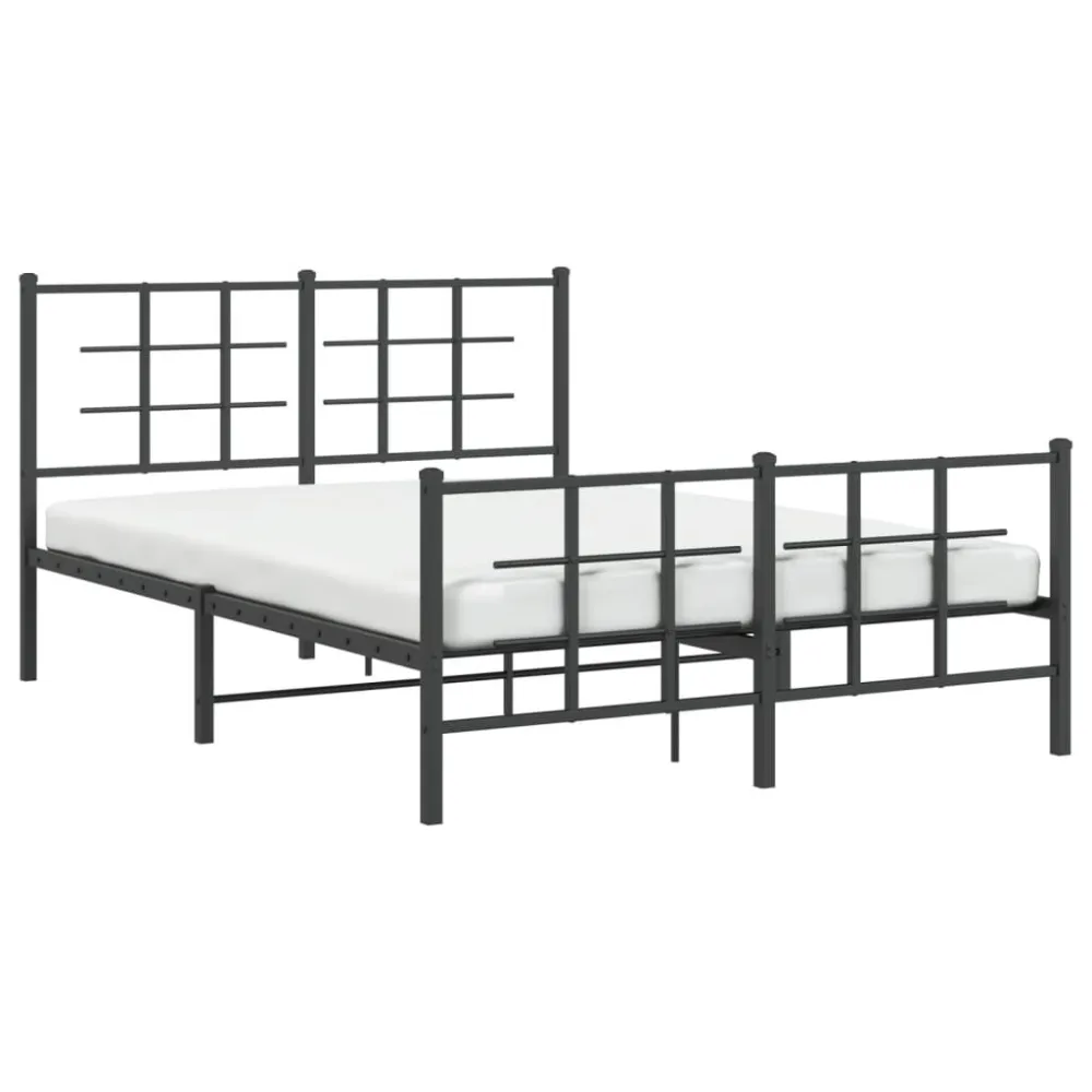 Bedframe met hoofd- en voeteneinde metaal zwart 140x200 cm