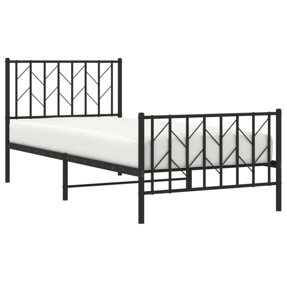 Bedframe met hoofd- en voeteneinde metaal zwart 90x200 cm