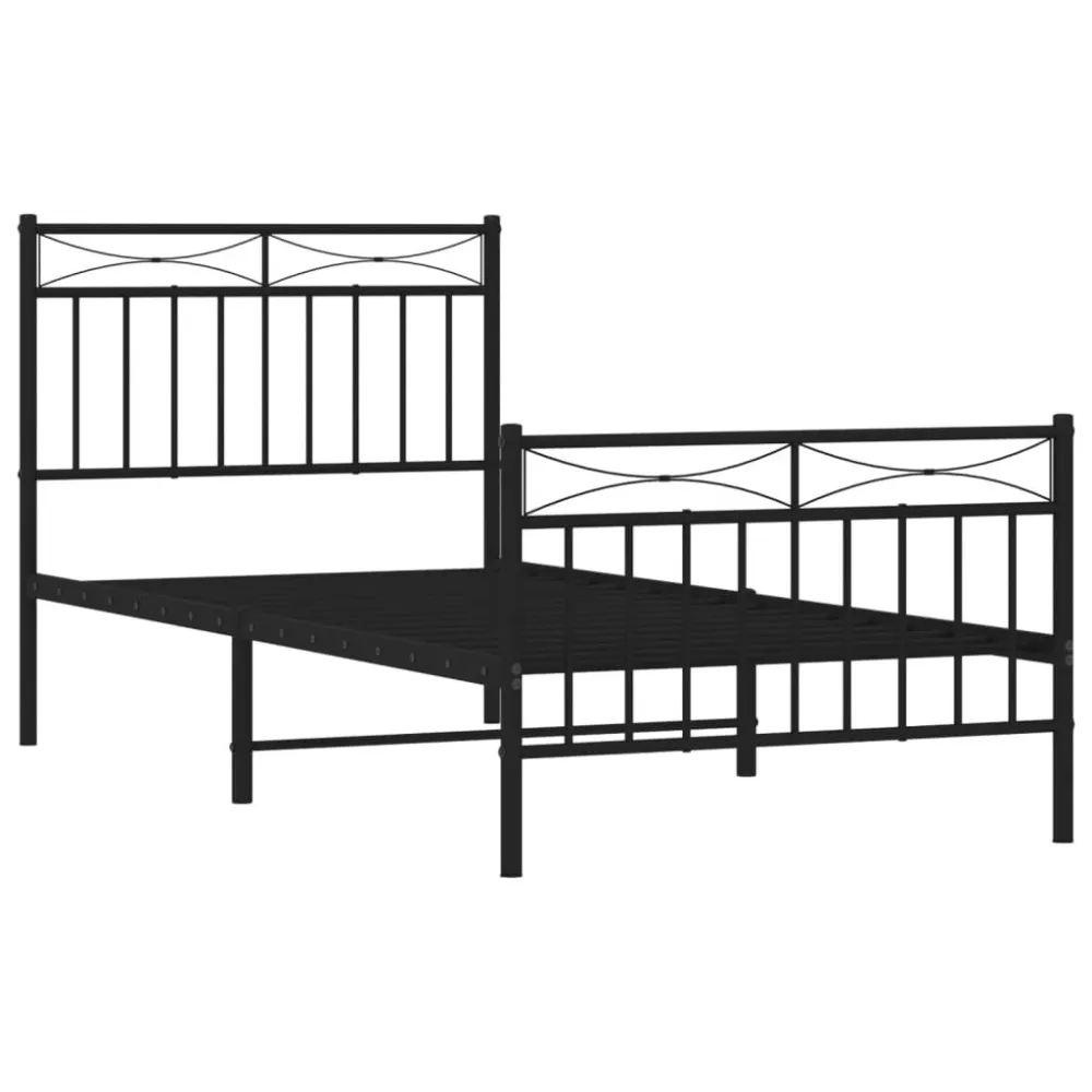 Bedframe met hoofd- en voeteneinde metaal zwart 90x200 cm