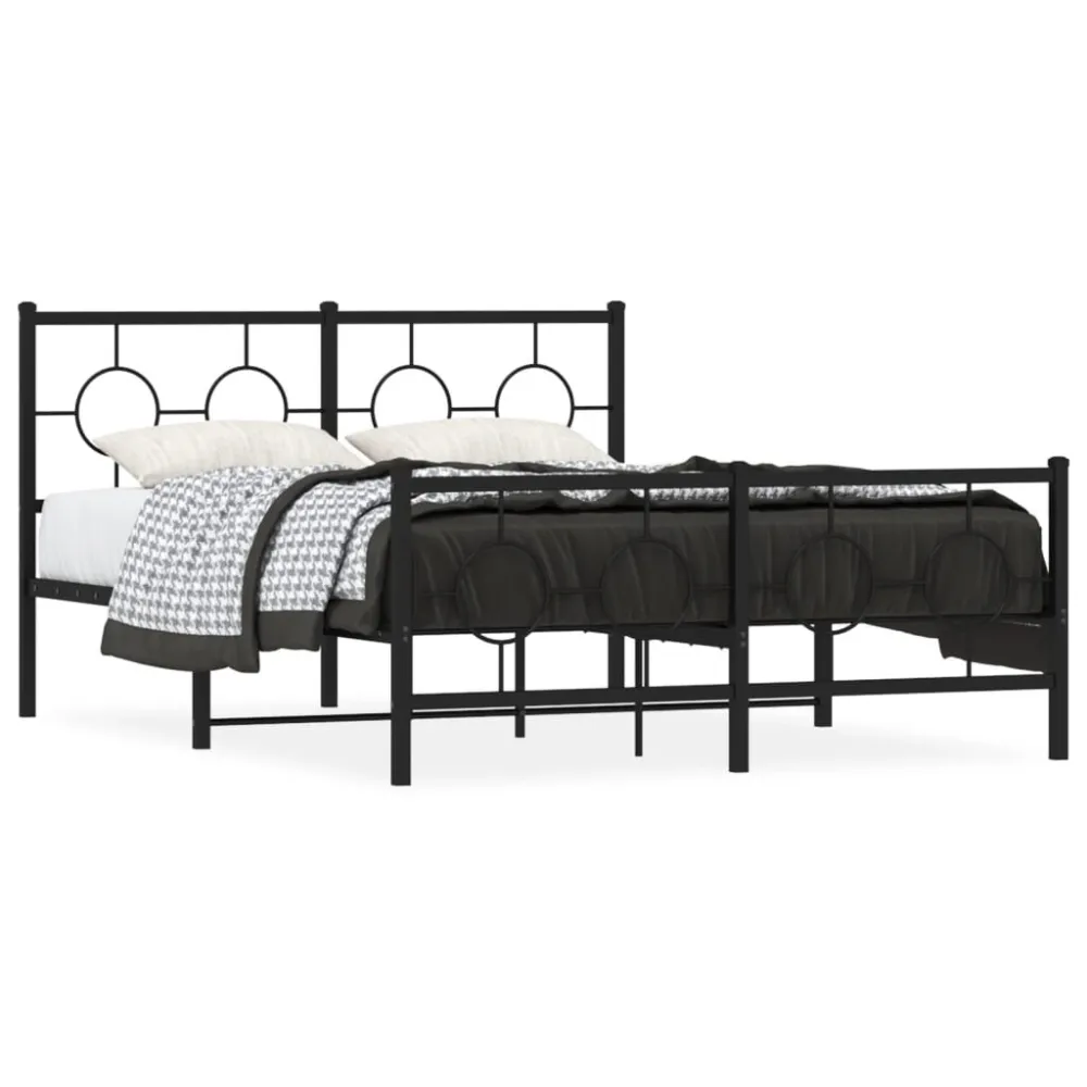 Bedframe met hoofd- en voeteneinde metaal zwart 140x200 cm