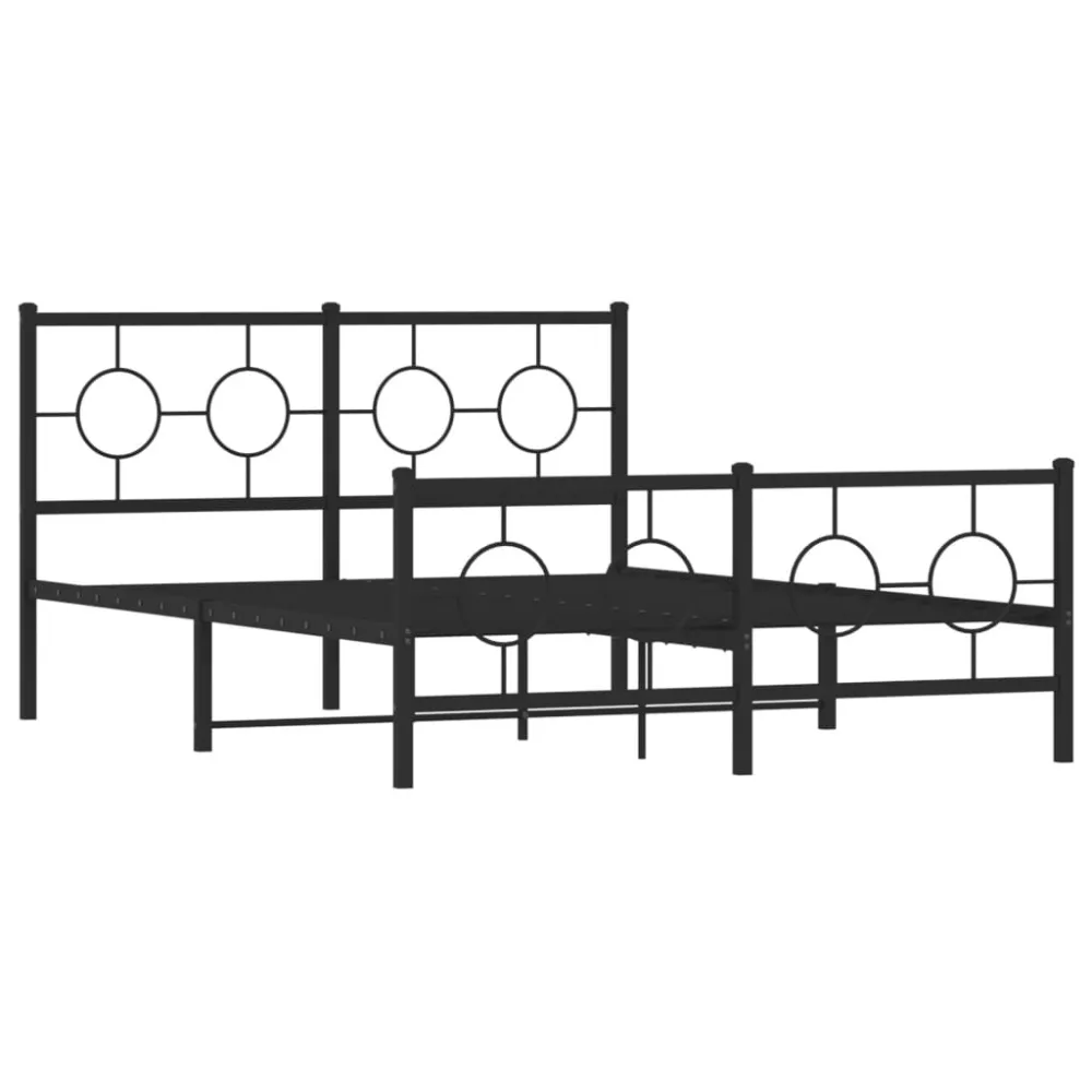 Bedframe met hoofd- en voeteneinde metaal zwart 140x200 cm