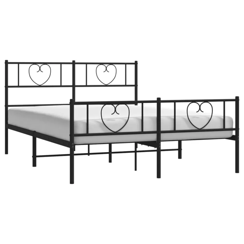Bedframe met hoofd- en voeteneinde metaal zwart 140x190 cm