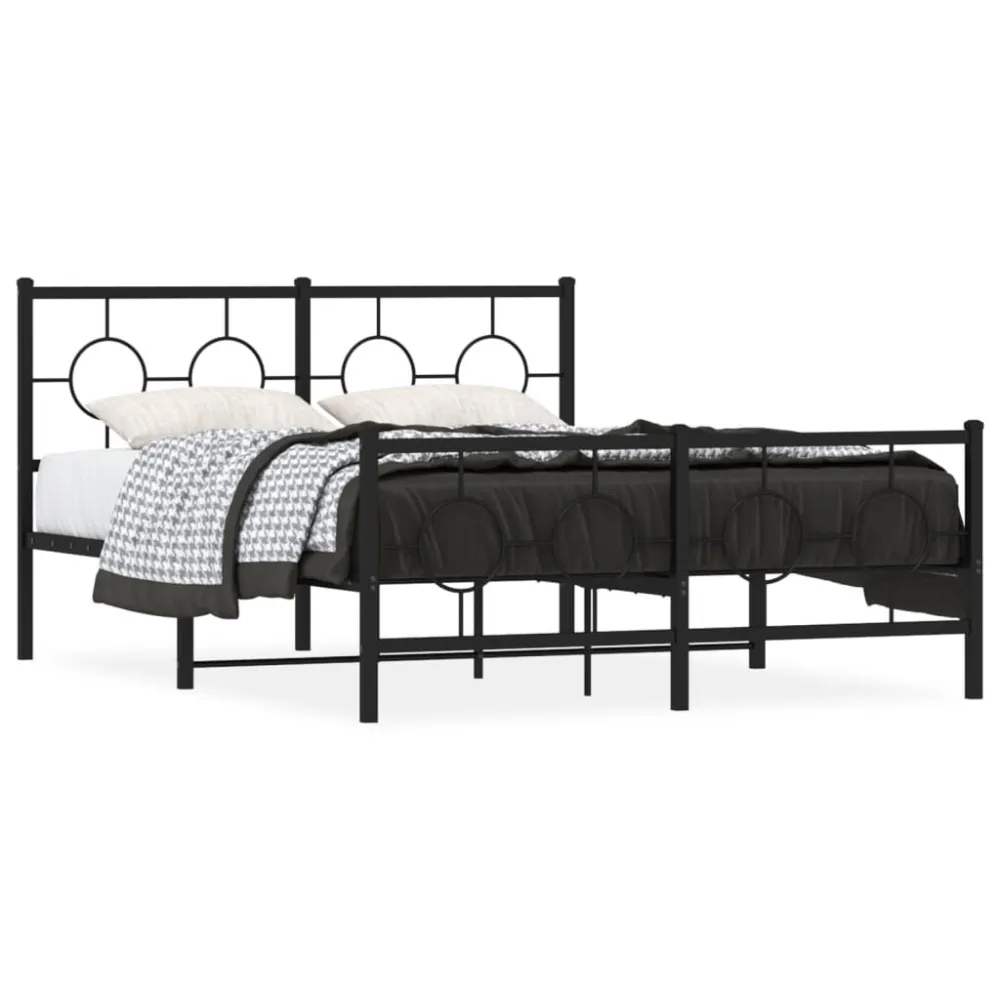 Bedframe met hoofd- en voeteneinde metaal zwart 140x190 cm