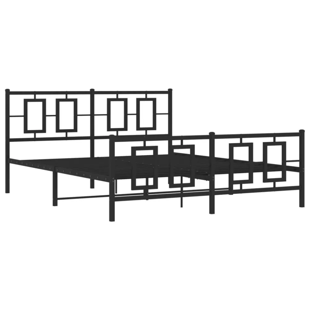 Bedframe met hoofd- en voeteneinde metaal zwart 150x200 cm